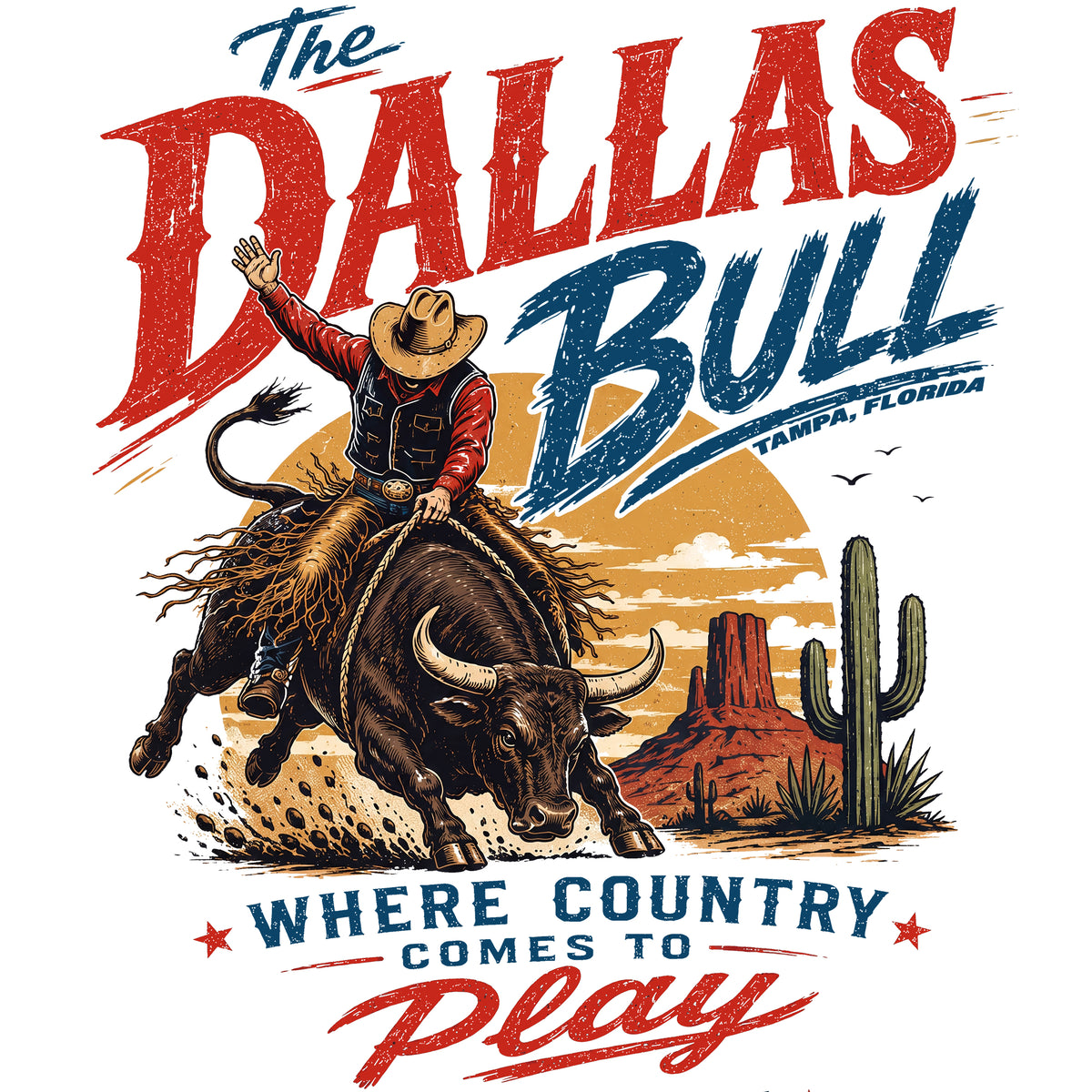 Dallas Bull Where Country Comes to Play Bull Rider Comfort Colors® T-Shirt 051