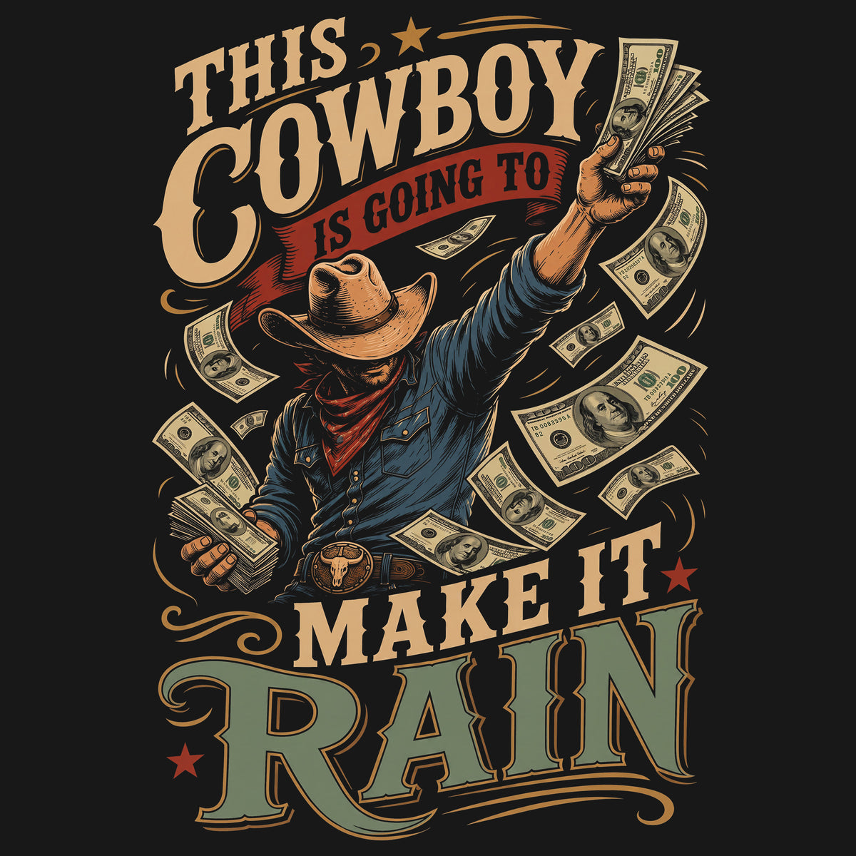 Make It Rain Cowboy Comfort Colors® T-Shirt 046
