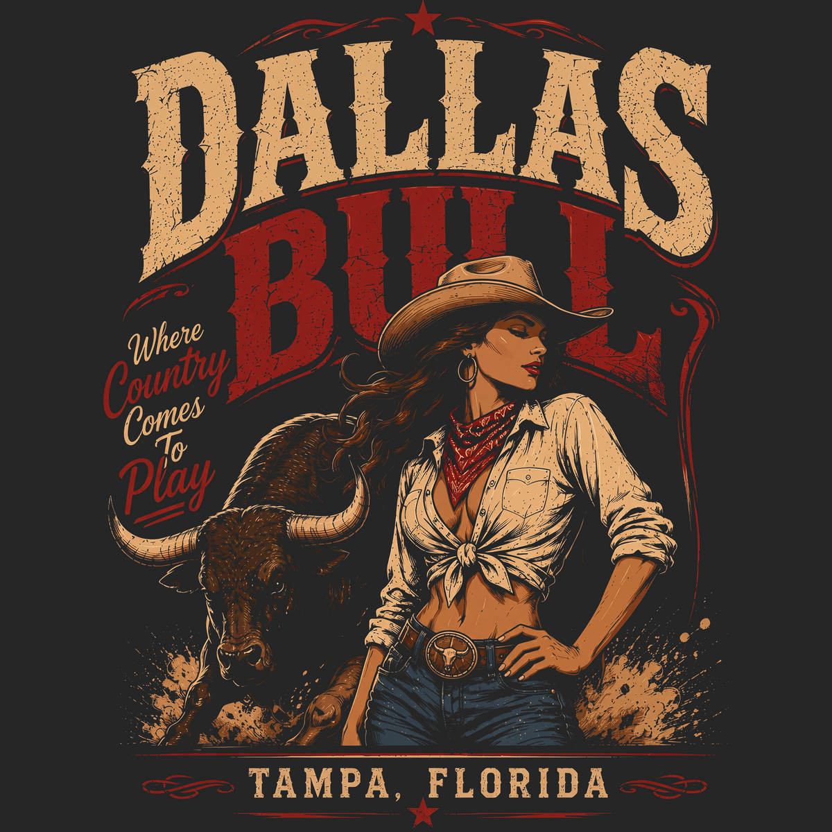 Dallas Bull Where Country Comes to Play Comfort Colors® T-Shirt 006