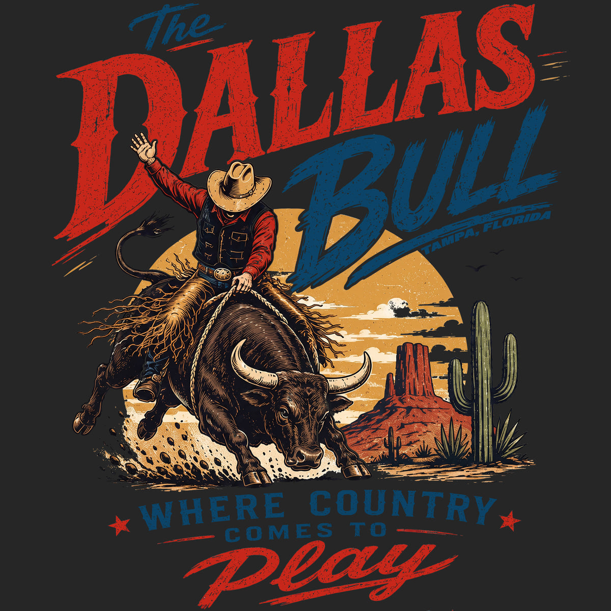 Dallas Bull Where Country Comes to Play Bull Rider Comfort Colors® T-Shirt 051