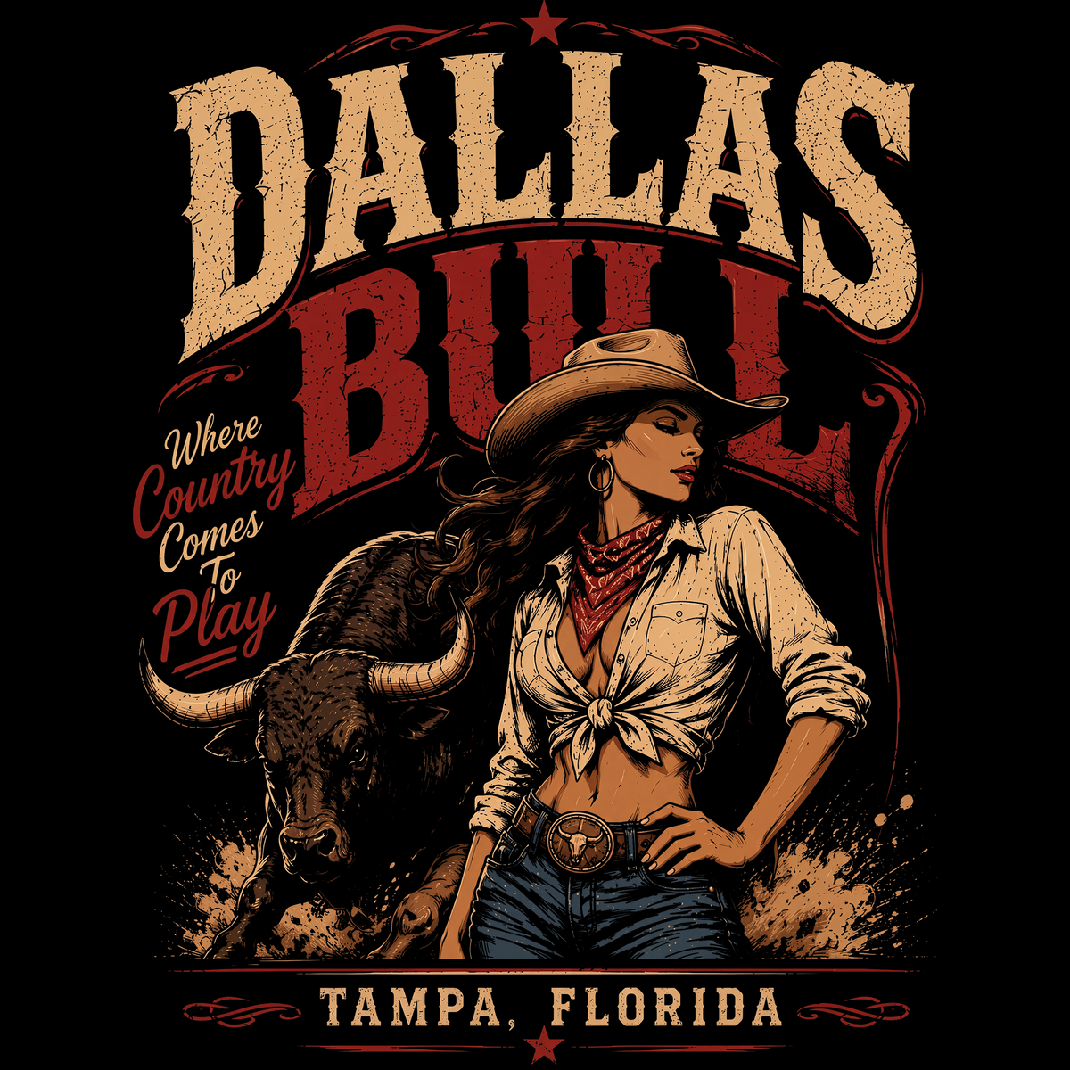 Dallas Bull Where Country Comes to Play Comfort Colors® T-Shirt 006