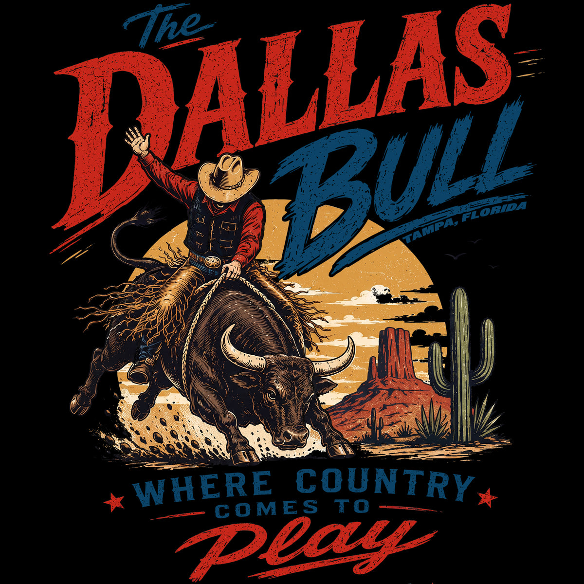Dallas Bull Where Country Comes to Play Bull Rider Comfort Colors® T-Shirt 051